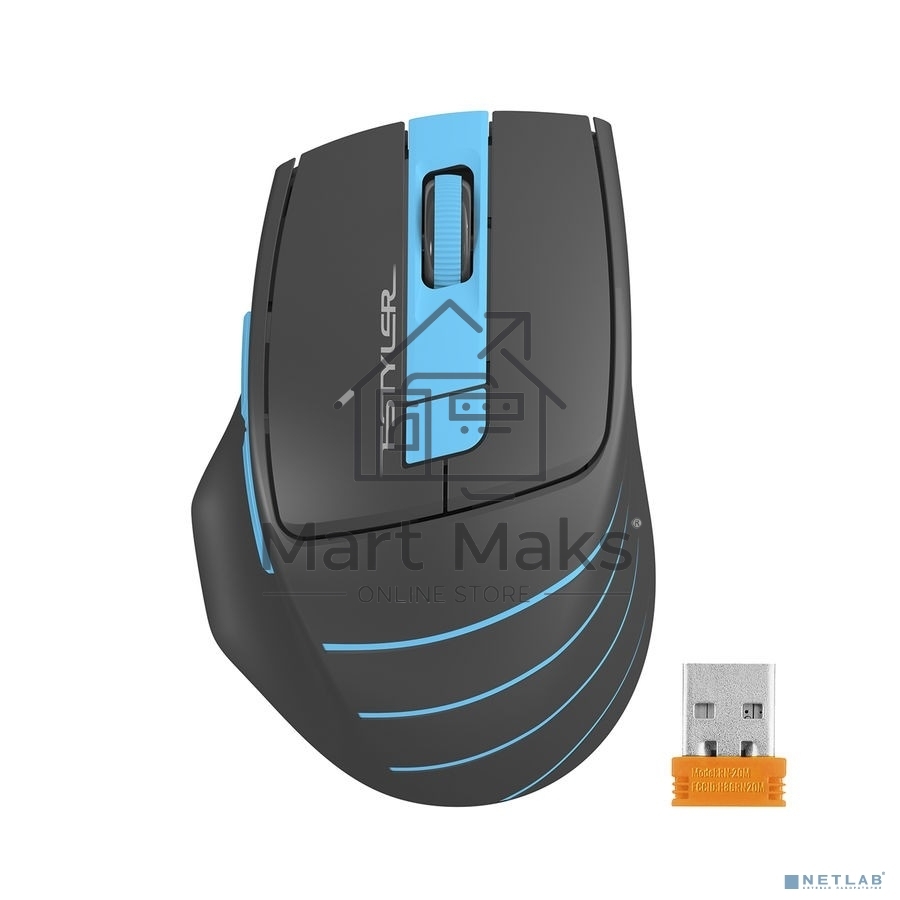 Мышь беспроводная A4Tech Fstyler FG30S серый/синий, 2000 dpi, радиоканал, USB, кнопки - 5