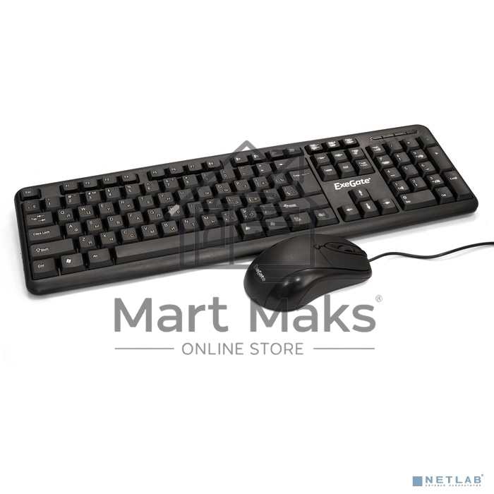 Комплект ExeGate EX287139RUS Professional Standard Combo MK120-OEM (клавиатура влагозащищенная 104кл. + мышь оптическая 1000dpi, 3 кнопки и колесо прокрутки; USB, длина кабелей 1.3м, черный, ОЕМ)