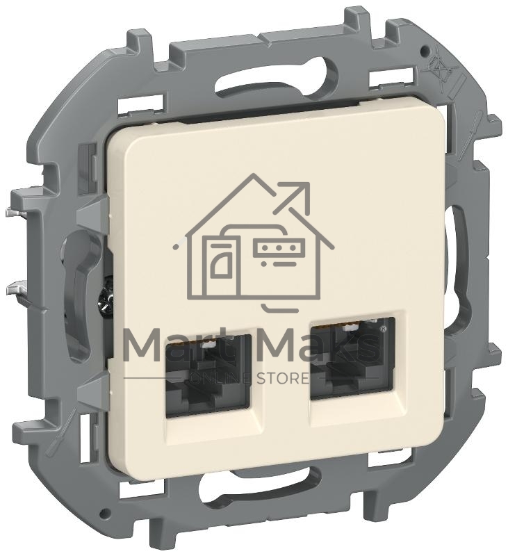 Розетка компьютерная двойная RJ45 категория 5Е UTP 6738361 слоновая кость IEKINSPIRIA