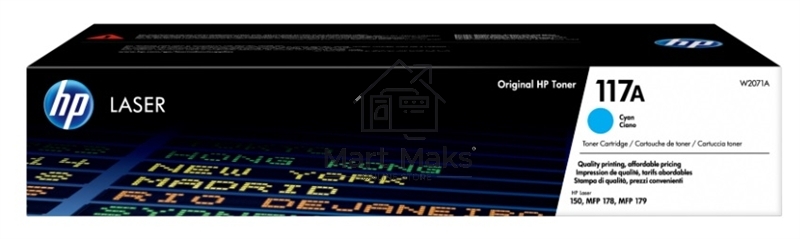 Картридж лазерный HP W2071A (HP 117A) голубой для HP Color Laser 150/170 700 страниц.