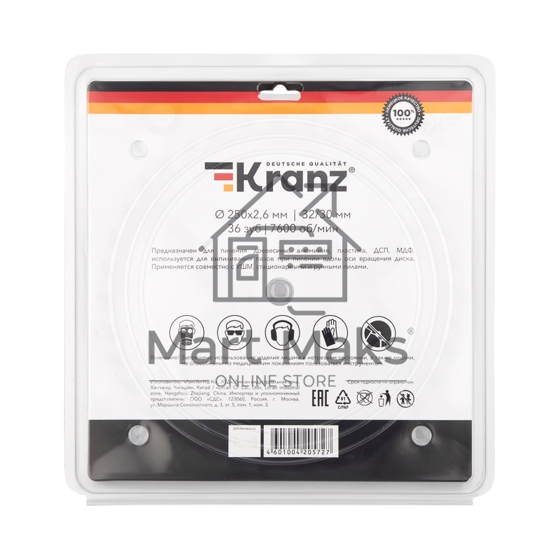 Диск пильный 250 мм х 36 зуб х 32/30 мм Kranz