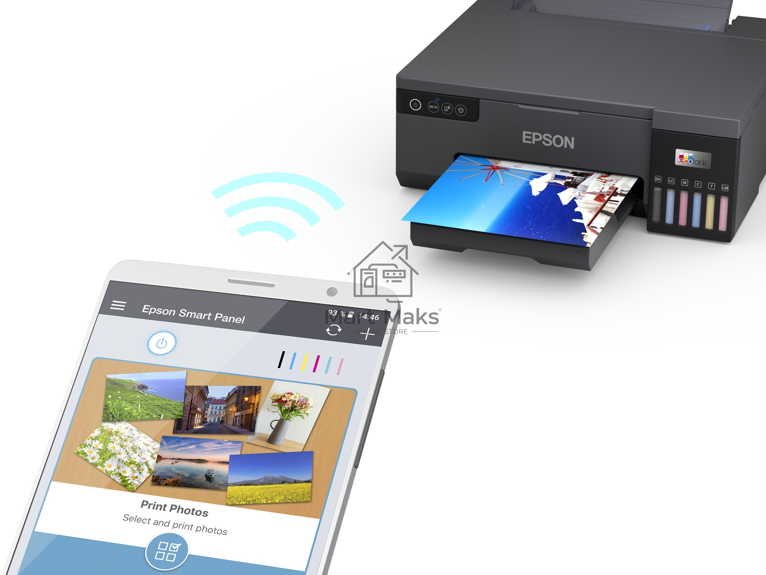 Принтер струйный Epson L8050 (C11CK37405/C11CK37402/C11CK37504/C11CK37507/C11CK37506), A4, цветное, печ. до 8 стр/мин., 1440 x 5760 dpi, USB, Wi-Fi