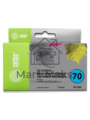 Картридж струйный Cactus CS-C9454A желтый для №70 HP Designjet Z3100 (130ml)