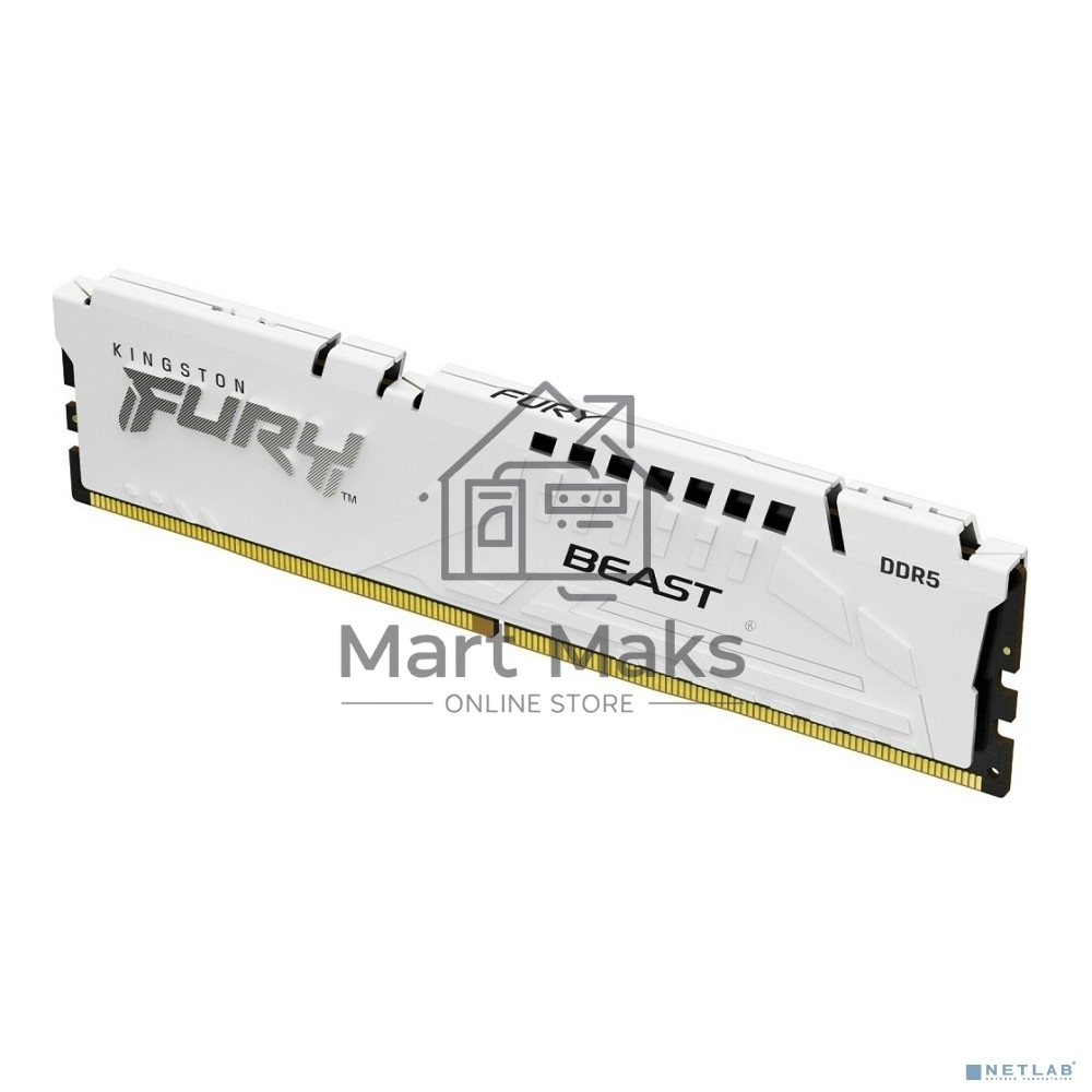 Оперативная память Kingston Fury Beast, DDR5, 32GB (1x32GB), 5200MHz, CL36, DIMM, радиатор, белый