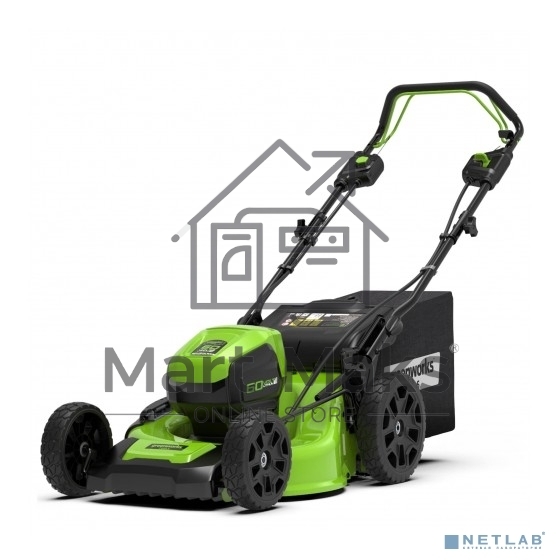 Газонокосилка аккумуляторная GreenWorks GD60LM51SPk4, 60V, 51 см, самоходная, бесщеточная, c 1хАКБ 4Ач и ЗУ (2514307UB)