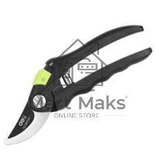 Секатор садовый Deli DL580207 цельнокованный, лезвия с тефлоновым покрытием, длина 215мм, макс. диаметр резки 12мм, сталь SK5