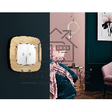 Лицевая панель OMEGA (Белый глянец) для 2-кл выключателей с подсветкой QUANT OP1040