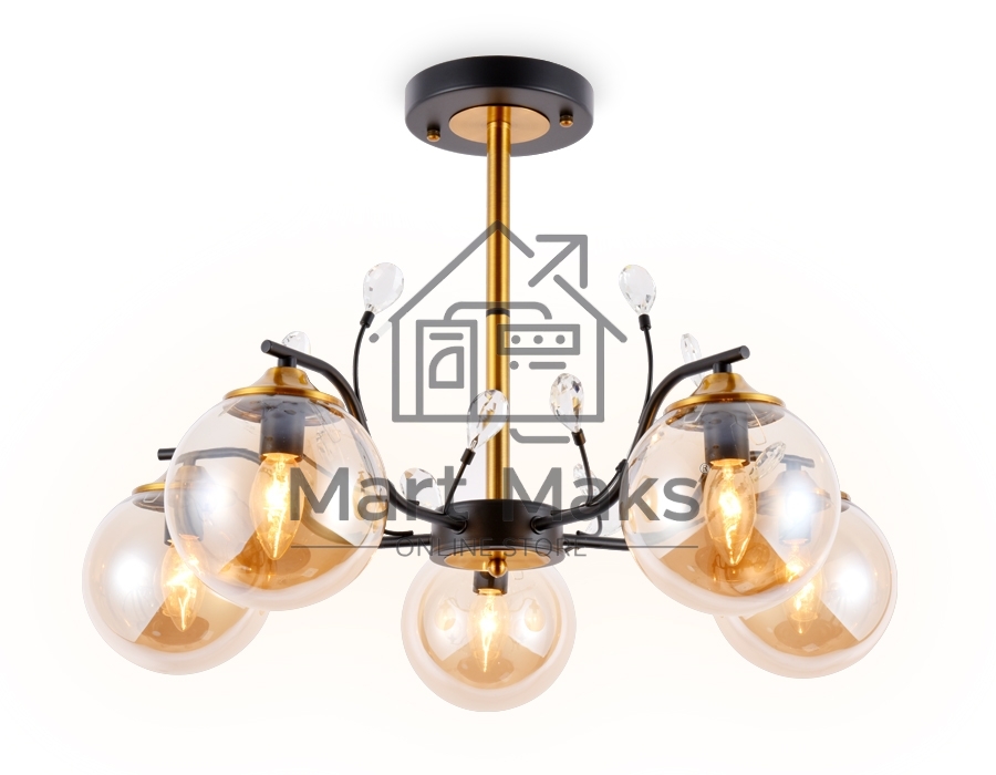 Светильник Ambrella light TR9072/5 BK/TI черный/янтарь E14 max 40W D620*420