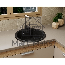 Мойка для кухни BAU Dream Black stone D 51, выпуск с сифоном в комплекте, черный камень