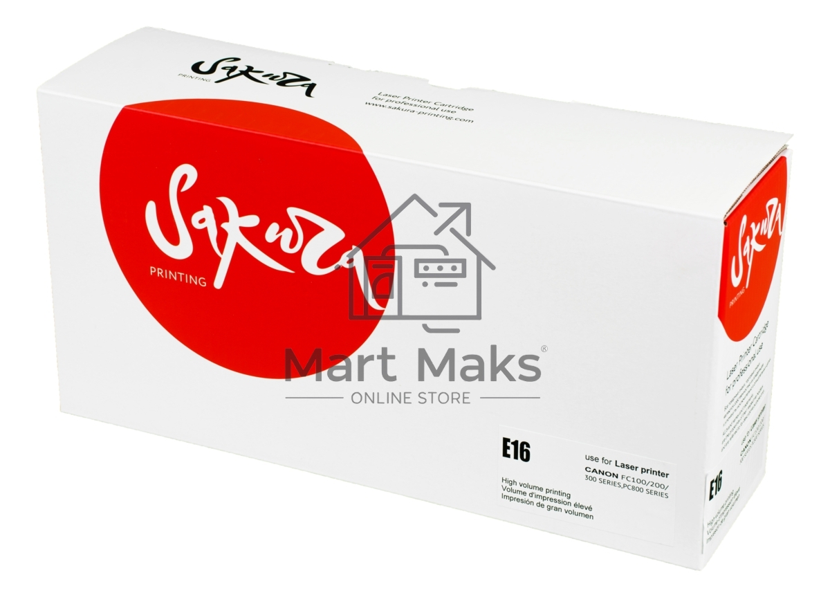 Картридж Sakura E16 для Canon FC108/128/200/208/220/228/336/PC860/880/890, черный, 2000 к.