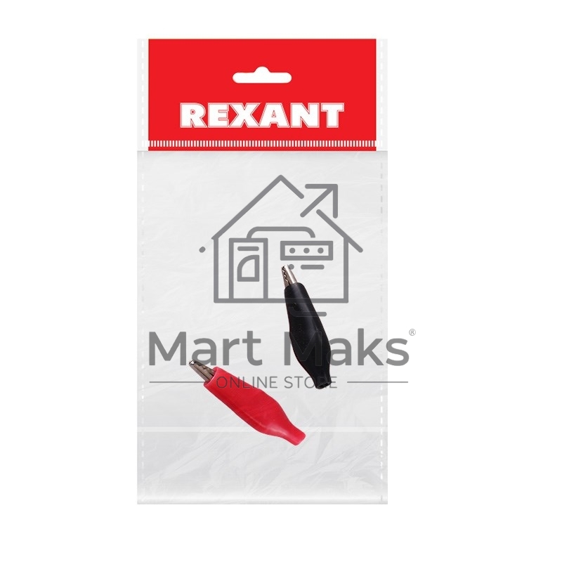 Зажим крокодил в изоляторе Rexant, длина 40 мм, ток 5A, 2 шт., пакет БОПП
