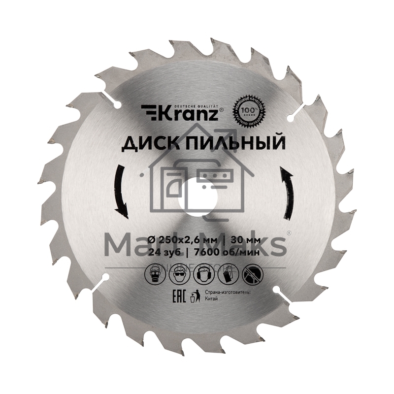 Диск пильный 250 мм х 24 зуб х 30 мм Kranz