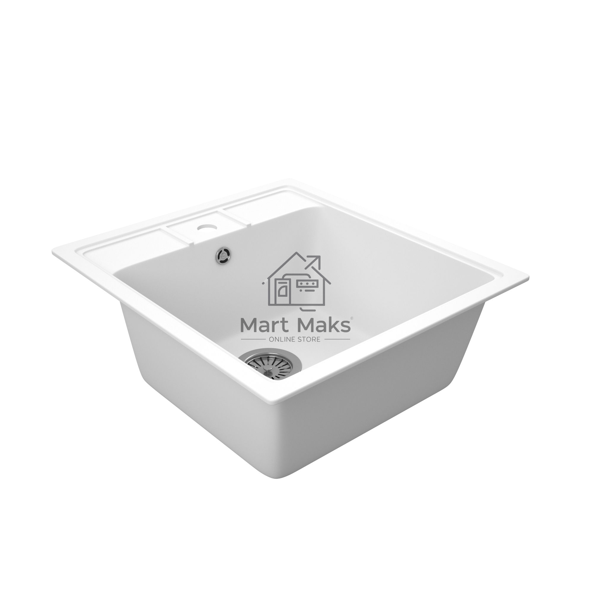 Мойка для кухни BAU Stil White snow 45х50, выпуск с сифоном в комплекте, белый снег