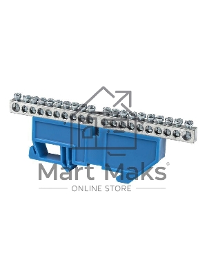 Шина нулевая N 6х9 20 отвер. никель син. изолятор на DIN-рейку PROxima EKF sn1-63-20-d