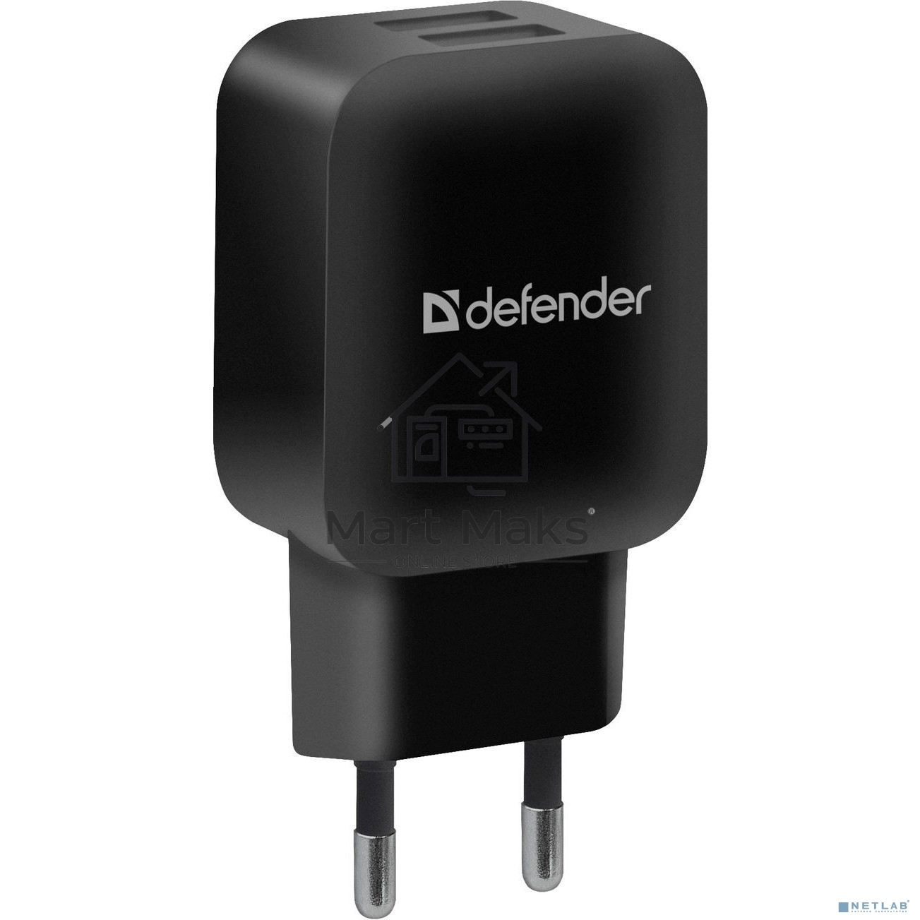 Сетевой адаптер Defender 2xUSB, 5V/2.1А, черный, пакет (EPA-13)