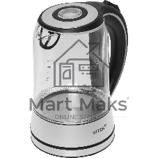 Чайник электрический Vitek VT-WK1009 1.7л. 2200Вт черный/серый корпус: стекло