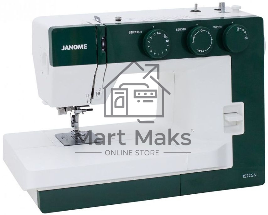 Швейная машина Janome 1522GN 25 операции, петля автомат, верт. челнок, нитевдеватель, мягкий чехол