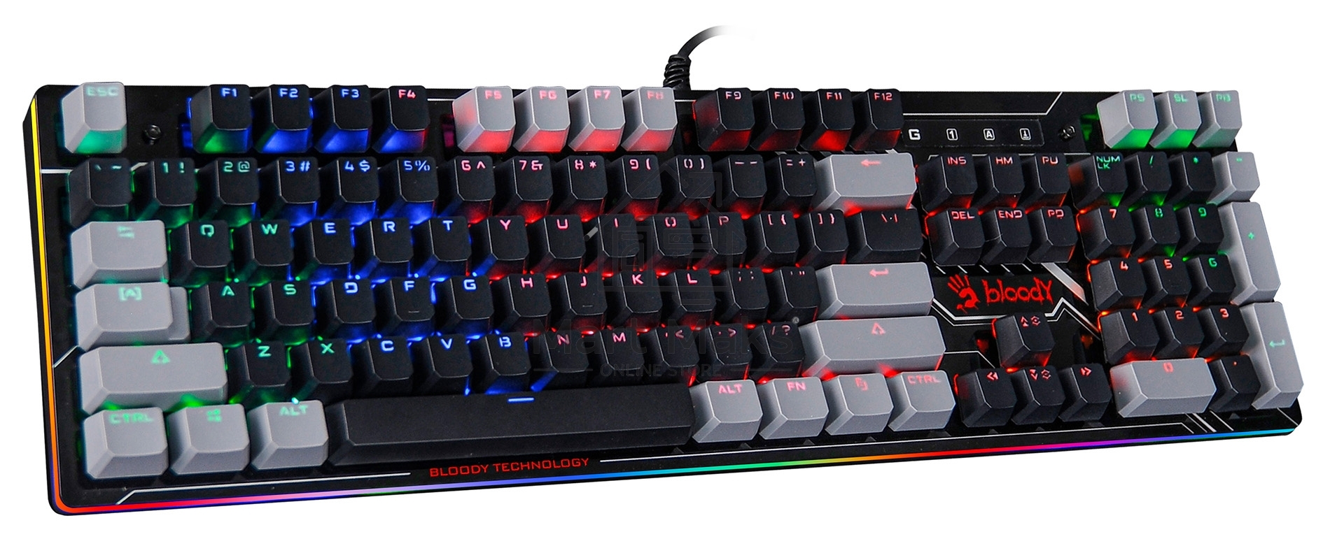 Клавиатура A4Tech Bloody B808N проводная USB черный/серый