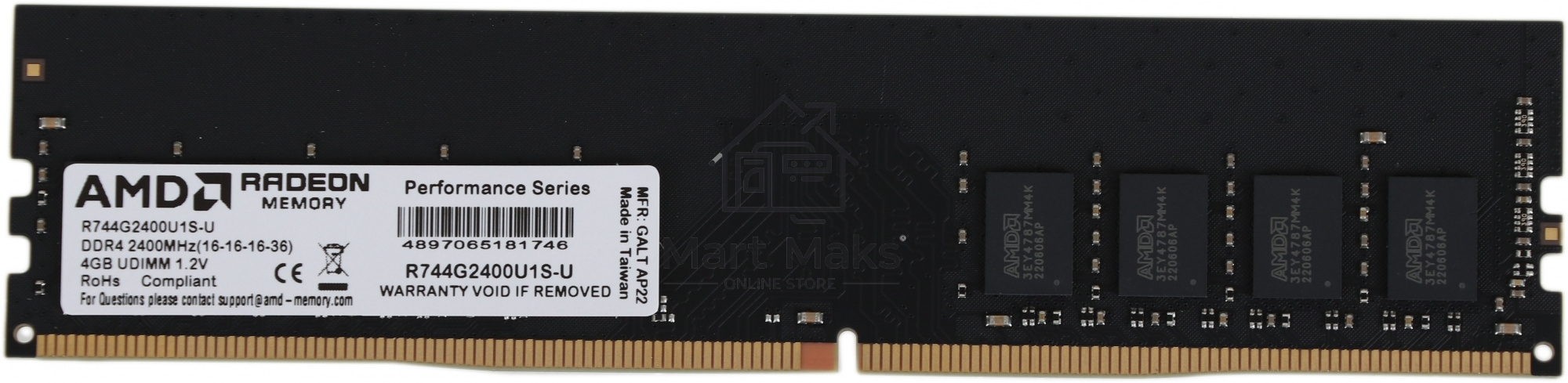 Оперативная память AMD Radeon R7, DDR4, 4GB (1x4 GB), 2400 MHz, CL16, DIMM