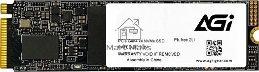 Накопитель SSD AGI AI818, 512Gb, PCIe 4.0 x4, M.2 2280, NVMe, R/W 5055/2765