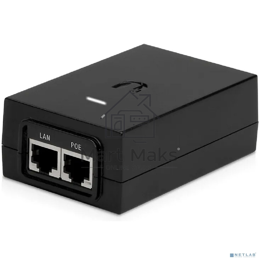 Точка доступа UBIQUITI POE-48-24W(EU) блок питания с PoE, 220 VAC -> 48VDC 0.5A - с кнопкой Reset и удаленной перезагрузкой