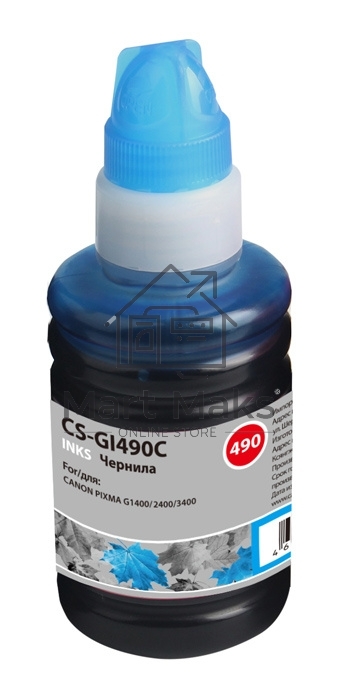 Чернила Cactus CS-GI490C голубой 100мл для Canon PIXMA G1400, G2400, G3400