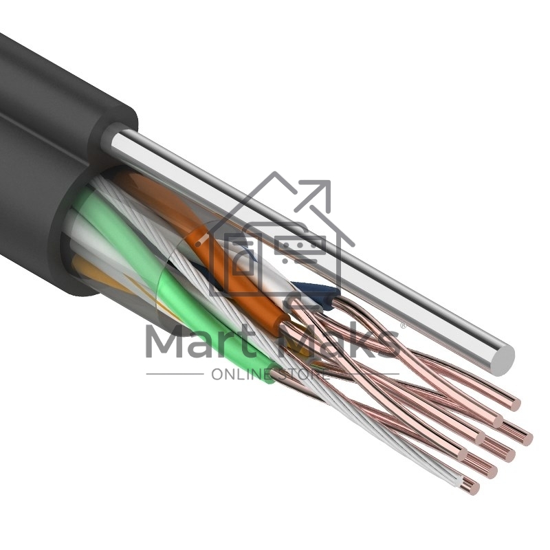 Кабель витая пара Rexant UTP 4PR 24AWG, CAT5e наружный (OUTDOOR) + ТРОС*1 (бухта 305 м)