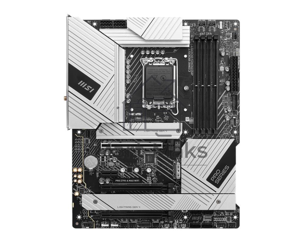 Материнская плата MSI PRO Z790-A MAX WIFI, LGA 1700, Intel Z790, 4xDDR5, 6xSATA, 4xM.2, 1xPCI-E 5.0 x16, 1xPCI-E 4.0 x16, 1xPCI-E 3.0 x16, 1xPCI-E x1, 1xHDMI, 1xDP, 1x2.5Gb LAN, 2xUSB-A 2.0, 2xUSB-A 3.2 Gen 1, 3xUSB-A 3.2 Gen 2, 1xUSB-C 3.2 Gen 2x2, 5x3.5