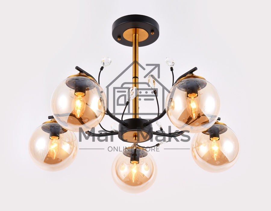 Светильник Ambrella light TR9072/5 BK/TI черный/янтарь E14 max 40W D620*420