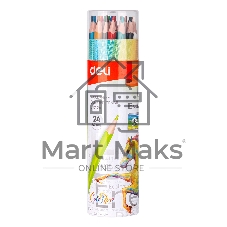 Карандаши цветные Deli EC112-24 Enovation, трехгранный профиль, пластик 24 цвета, картонный тубус (24шт)