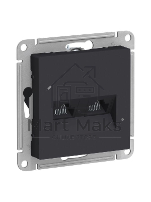 Механизм розетки компьютерной 2-м AtlasDesign RJ45 + RJ45 кат.5e карбон SchE ATN001085