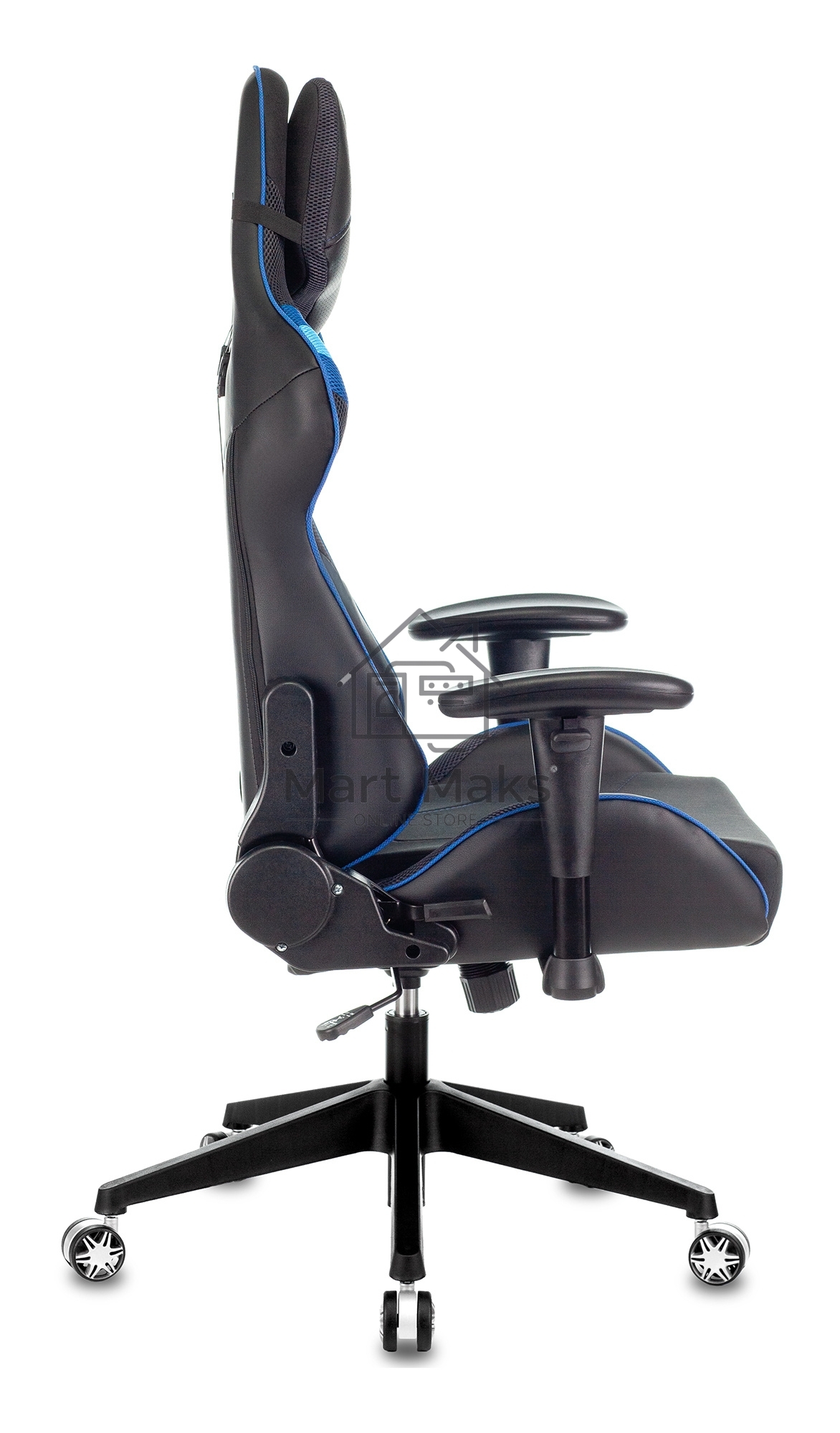 Кресло игровое Бюрократ VIKING 4 AERO BLUE черный/синий, искусст.кожа/ткань, две подушки