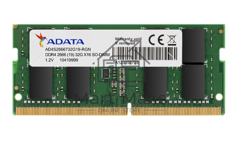 Оперативная память ADATA, DDR4, 8GB (1x8GB), 2666MHz, CL19, SO-DIMM