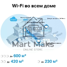Бесшовный Mesh роутер TP-Link Deco X50-PoE(1-pack) AX3000 1000/2500BASE-T белый