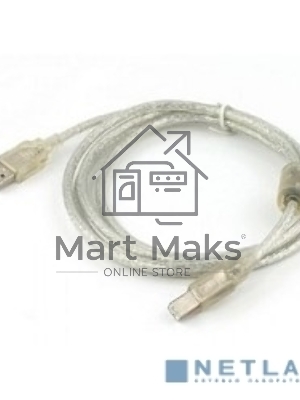 Кабель Cablexpert USB2.0 Pro, AM/BM, 0,75м, экран, 2 феррит.кольца, прозрачный (CCF-USB2-AMBM-TR-0.75M)