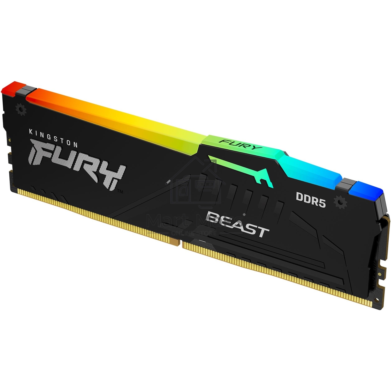 Оперативная память Kingston Fury Beast Black RGB, DDR5, 8GB (1x8GB), 5600MHz, CL36, DIMM, с радиатором, RGB, черный