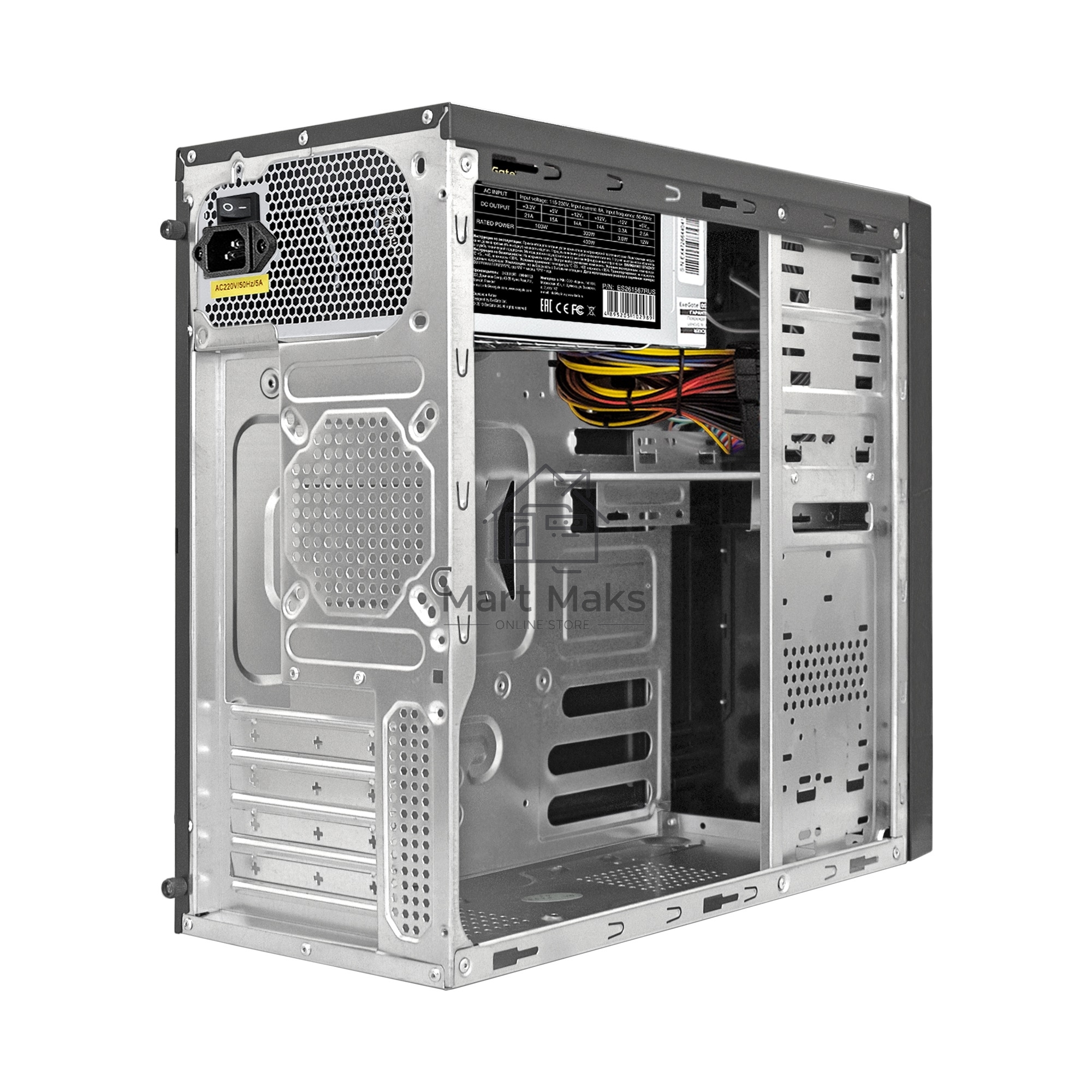Компьютерный корпус Minitower ExeGate MA-372UX-UNS400 (mATX, БП UNS400 с вент. 12см, 2*USB+2*USB3.0, аудио, черный)