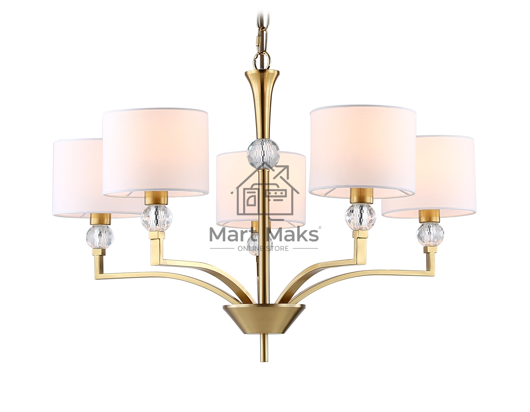 Люстра Ambrella light LH71131/5 BS/WH латунь/белый E14/5 max 40W D660*880