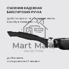 Сковорода-гриль Rondell Escurion RDA-869, 28 см, съемная ручка, без крышки, черный