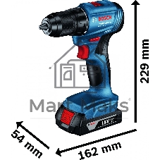 Дрель-шуруповерт Bosch GSR 185-LI, 18 В, 4 Ач, 50 Нм, бесщеточный