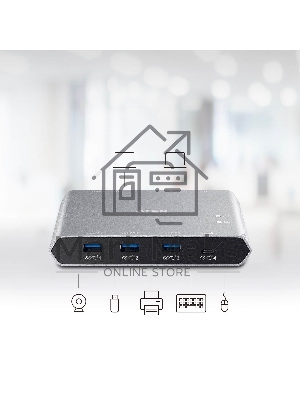 Переключатель ATEN 2-Port USB-C Gen 2 Sharing Switch with Power Pass-through