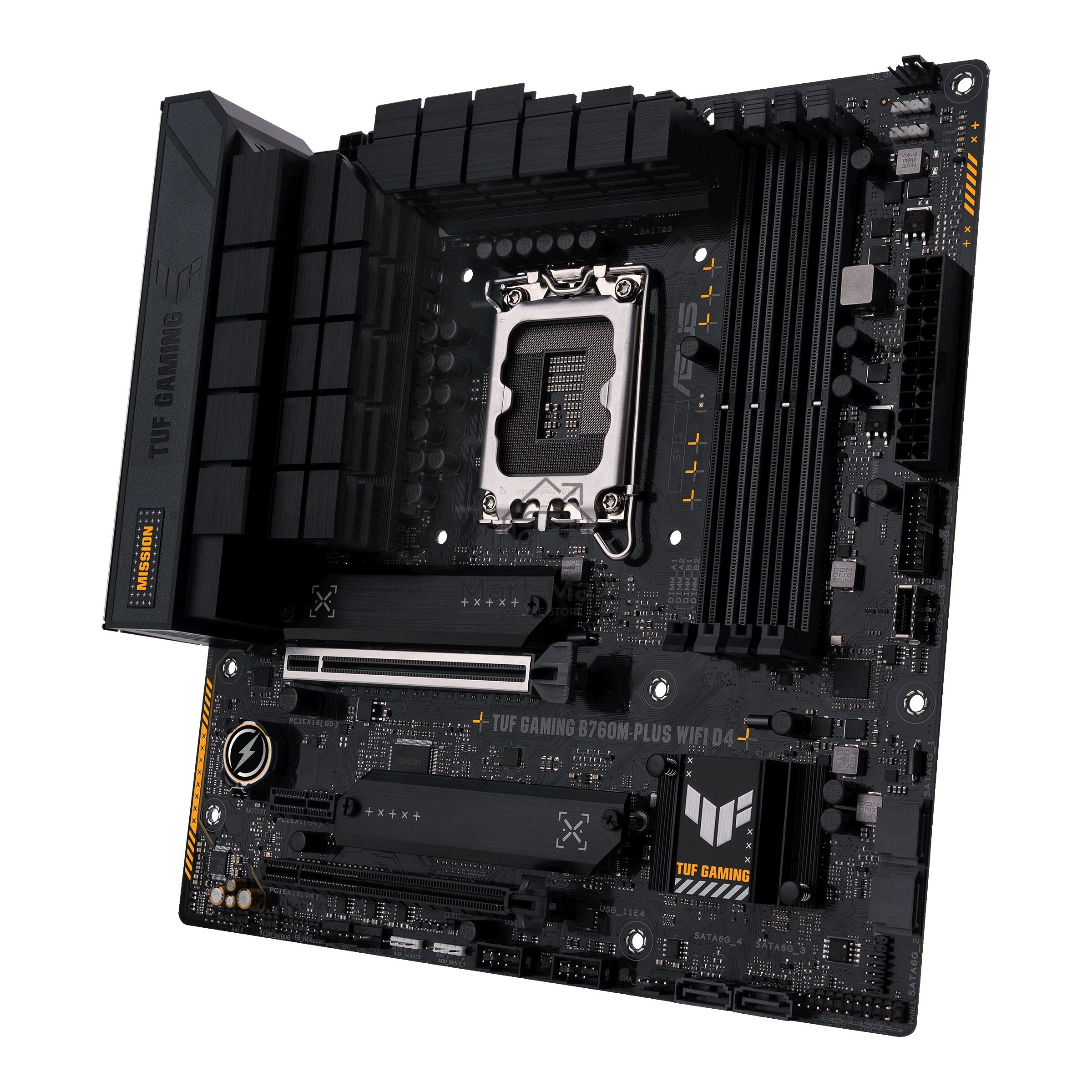 Материнская плата ASUS TUF GAMING B760M-PLUS WIFI D4, LGA 1700, Intel B760, 4xDDR4, 4xSATA, 2xM.2, 1xPCI-E 5.0 x16, 1xPCI-E 4.0 x4, 1xUSB-A 3.2 Gen 1, 4xUSB-A 3.2 Gen 2, 2xUSB 2.0, 1xUSB-C 3.2 Gen 2x2, 1x2.5Gb LAN, 5x3.5 мм, 7.1, Wi-Fi 6, Bluetooth 5.2, M
