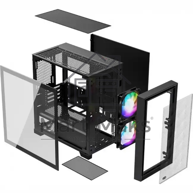 Компьютерный корпус без блока питания PCCooler C3D310 BK ARGB, Mini-Tower, TG, Mesh, 2x120mm ARGB, 2xUSB-A 3.0, mATX, mITX Black
