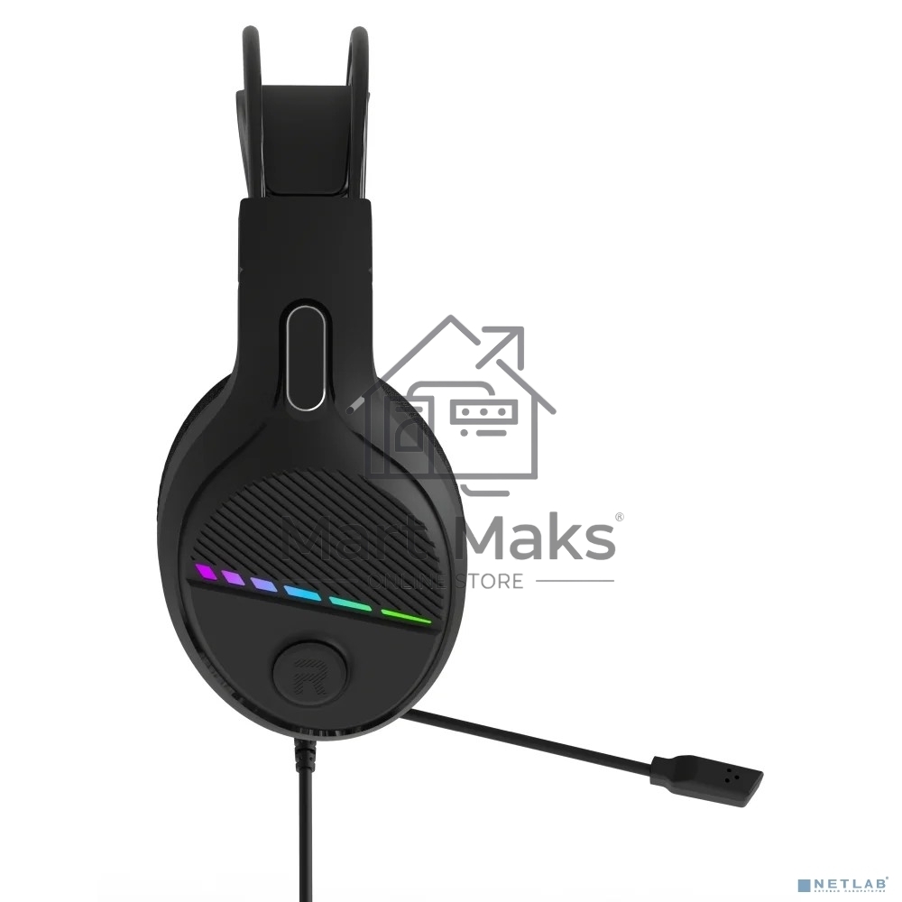 Perfeo игровая гарнитура RGF AIR черная 1,8 м, разъем 3,5 мм (4 pin) и USB (LED), переходник