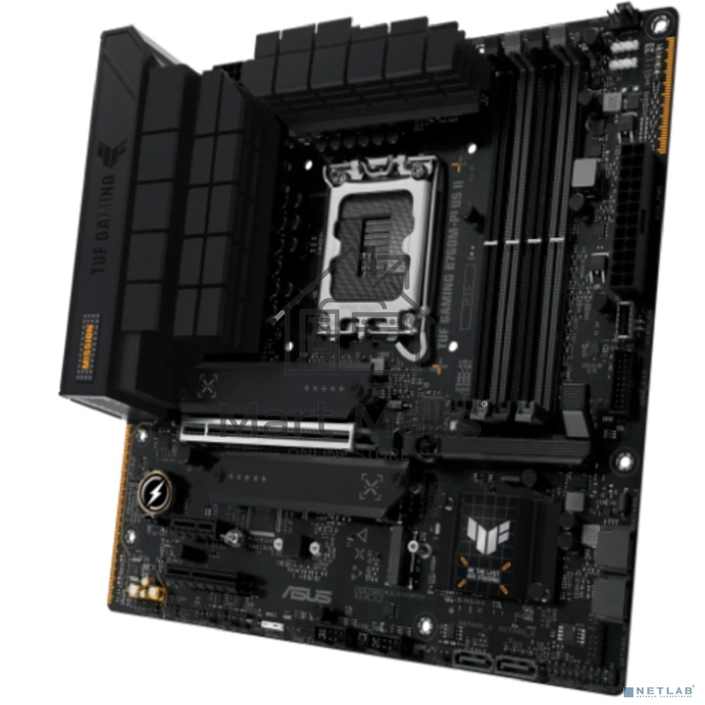 Материнская плата ASUS TUF GAMING B760M-PLUS II, LGA 1700, Intel B760, 4xDDR5, 4xSATA, 3xM.2, 1xPCIe 5.0 x16, 1xPCIe x4, 1xPCIe x1, 1xUSB-A 3.2 Gen 2, 2xUSB-A 3.2 Gen 1, 4xUSB 2.0, 1xUSB-C 3.2 Gen 2x2, 1x2.5Gb LAN, 5x3.5 мм, 7.1, mATX