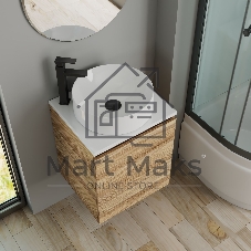 Тумба Bau Dream Blackwood 50 с дверцей, раковина BAU Dream круглая D41, смеситель для раковины высокий Hotel Black, черный, выпуск клик клак, черный