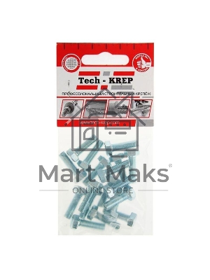 Болт М6х20 с шестигранной головкой цинк. DIN 933 (уп.18шт) класс прочности 8.8. коробка Tech-Krep 102957 Болт М6х20 с шестигранной головкой цинк. DIN 933 (уп.18шт) класс прочности 8.8. коробка Tech-Krep 102957