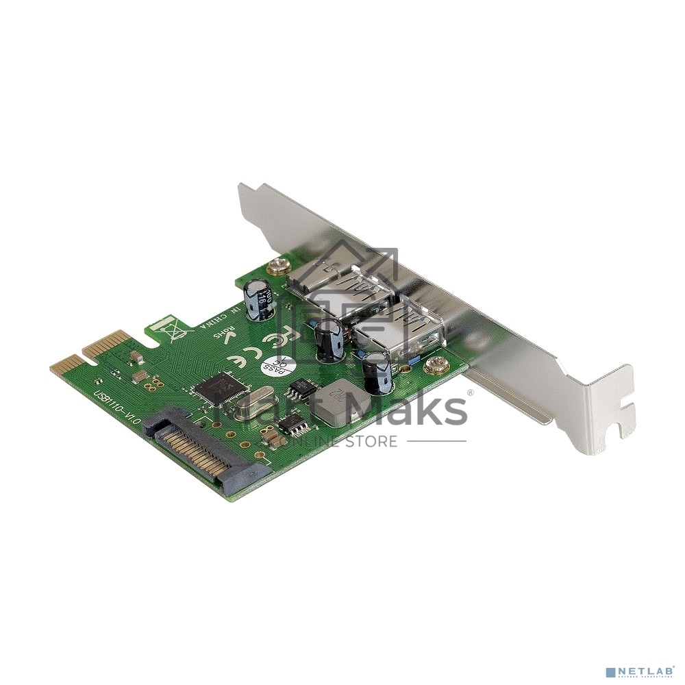 Контроллер ExeGate EXE-323 PCI-E 2.0, 2*USB3.0 ext + 1*Type-C, разъем доп.питания (OEM)