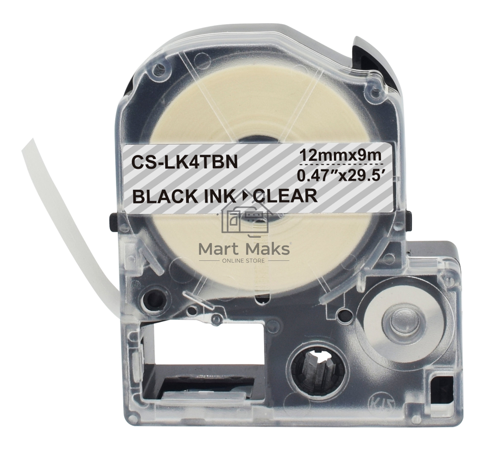 Картридж ленточный Cactus CS-LK4TBN черный, 12 мм, 9 м для Epson LW300/LW400/LW700/LW600P/LW1000P/K400/Z700/Z900