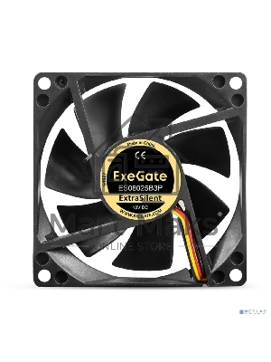 Вентилятор для корпуса ExeGate ExtraSilent ES08025B3P черный, 80 мм, 2000 об/мин, 19 дБ, 3 pin